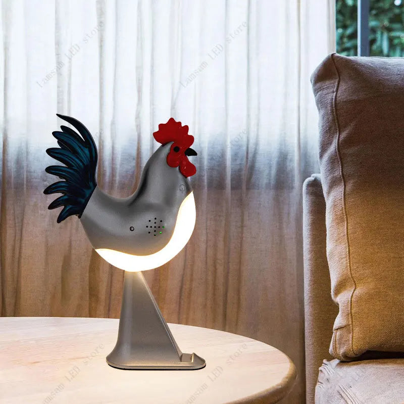 USB Rechargeable LED Rooster Table Lamp – Cordless Decorative Animal Light for Bedroom, Living Room & Hallway