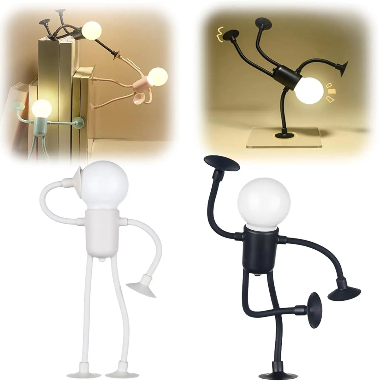 Funny Sportsman Shape-Shifting Night Light – Creative Suction Base Desk Lamp with Button Battery
