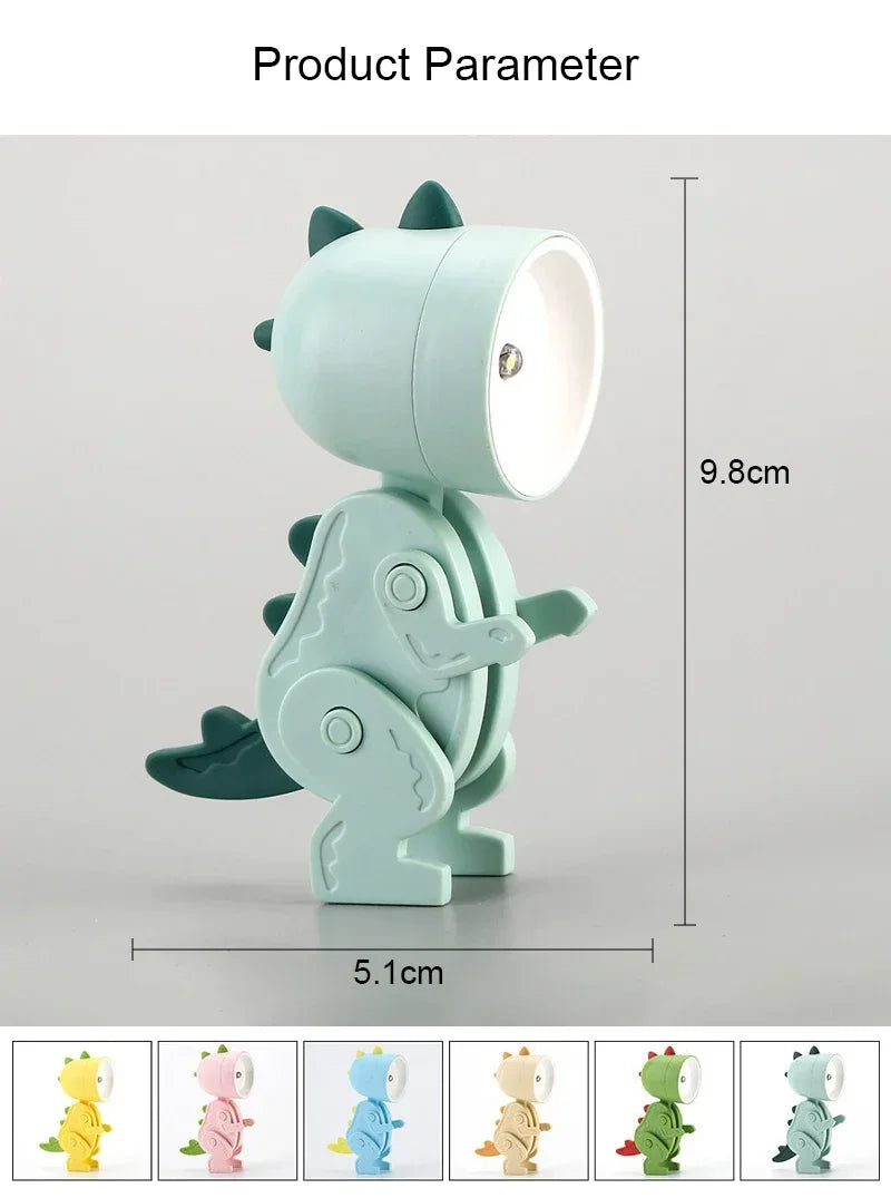 Mini Magnetic Dinosaur Night Light – Folding LED Bedside Lamp & Kids' Room Ornament