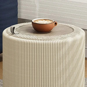 Round Storage Ottoman Stool – Upholstered Vanity Seat with Removable Lid & Hidden Organizer