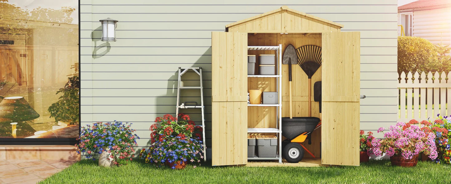 4.6 x 2.3 FT Outdoor Wood Storage Shed with Floor – Waterproof Garden Storage Cabinet