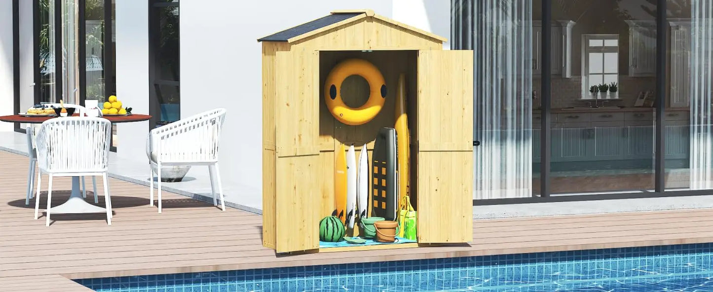 4.6 x 2.3 FT Outdoor Wood Storage Shed with Floor – Waterproof Garden Storage Cabinet