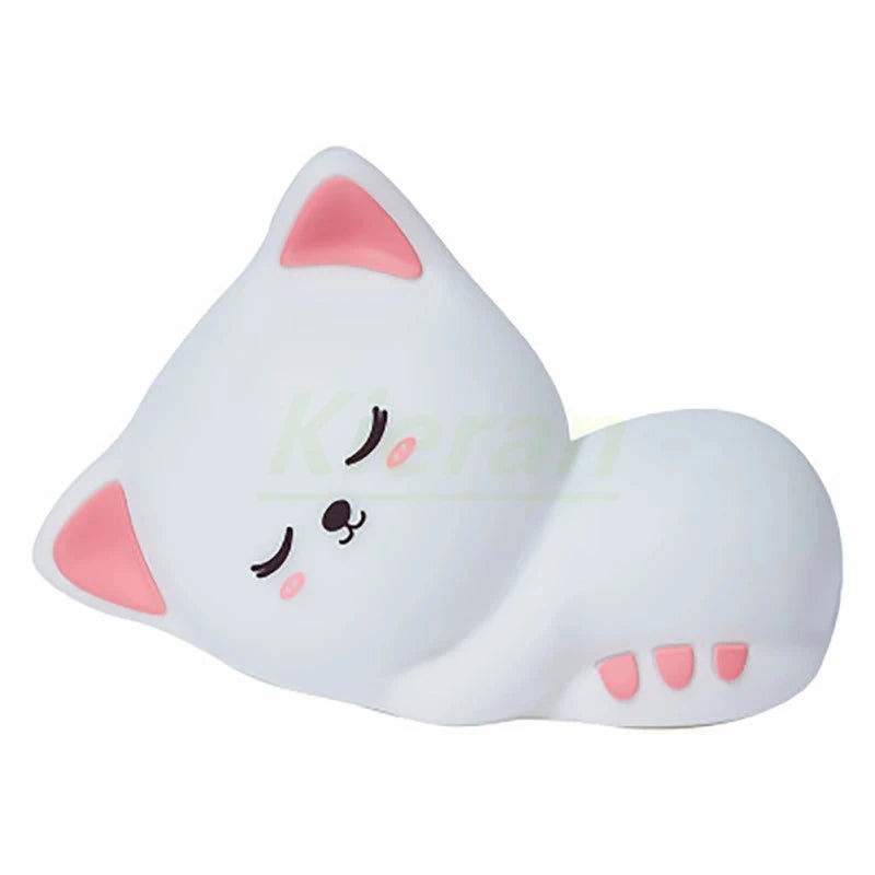 Soft Silicone Cat Night Light – 7 Color LED Rechargeable Floor Lamp for Kids & Nursery