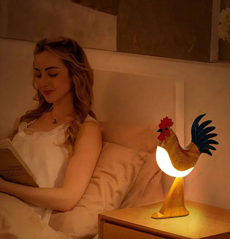 USB Rechargeable LED Rooster Table Lamp – Cordless Decorative Animal Light for Bedroom, Living Room & Hallway