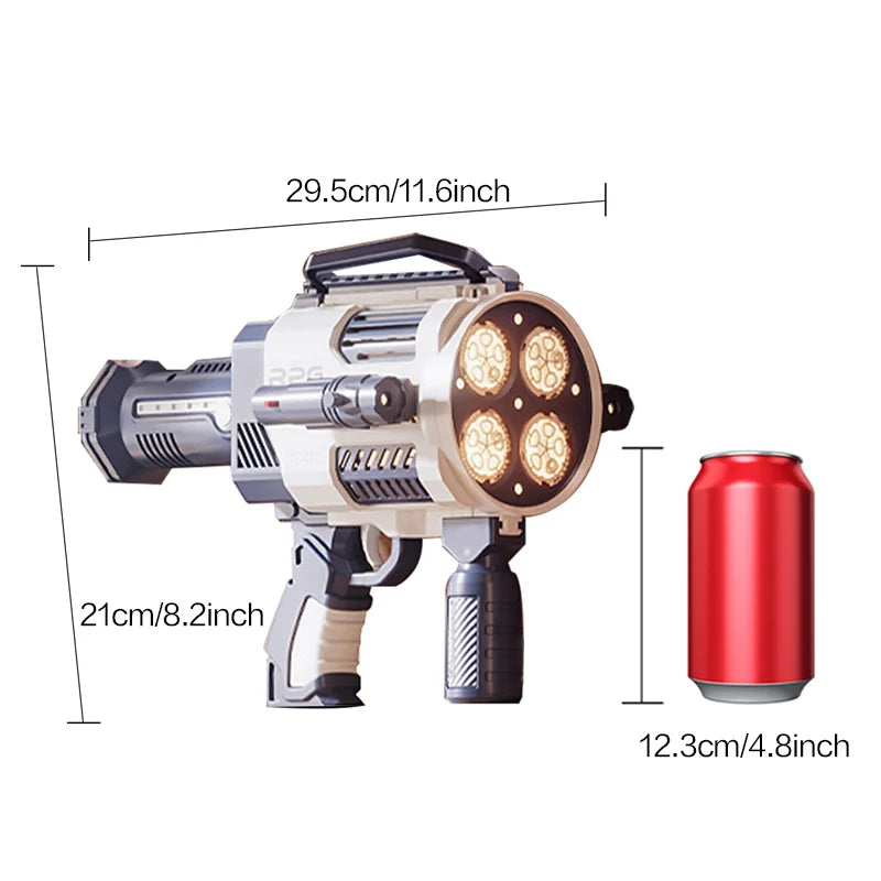 Rechargable Automatic Bubble Machine Gun, No Dip Automatic Bubble Machine With Colorful Lights, 10000+ Bubbles a minute