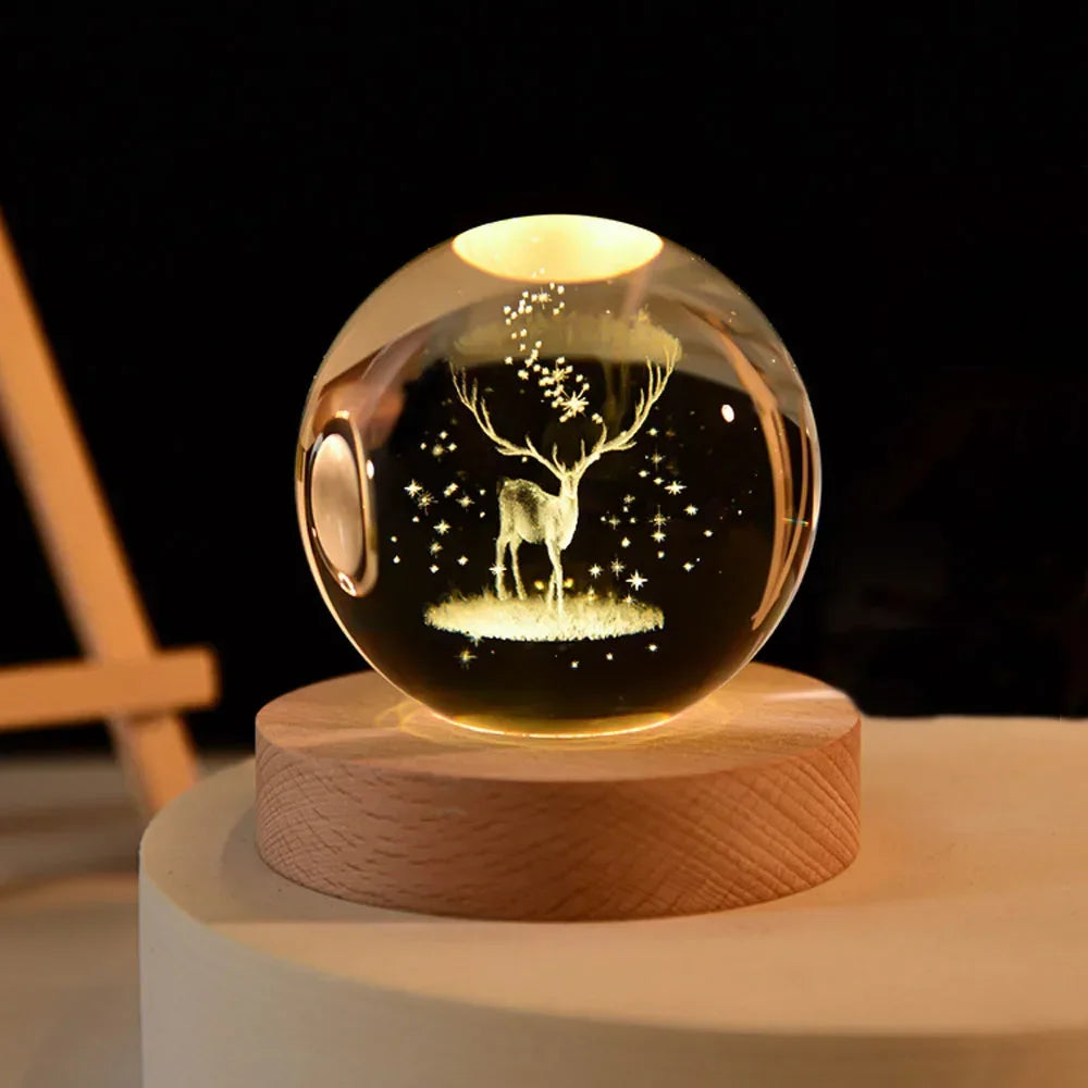 3D Galaxy Crystal Ball Lamp – USB LED Night Light