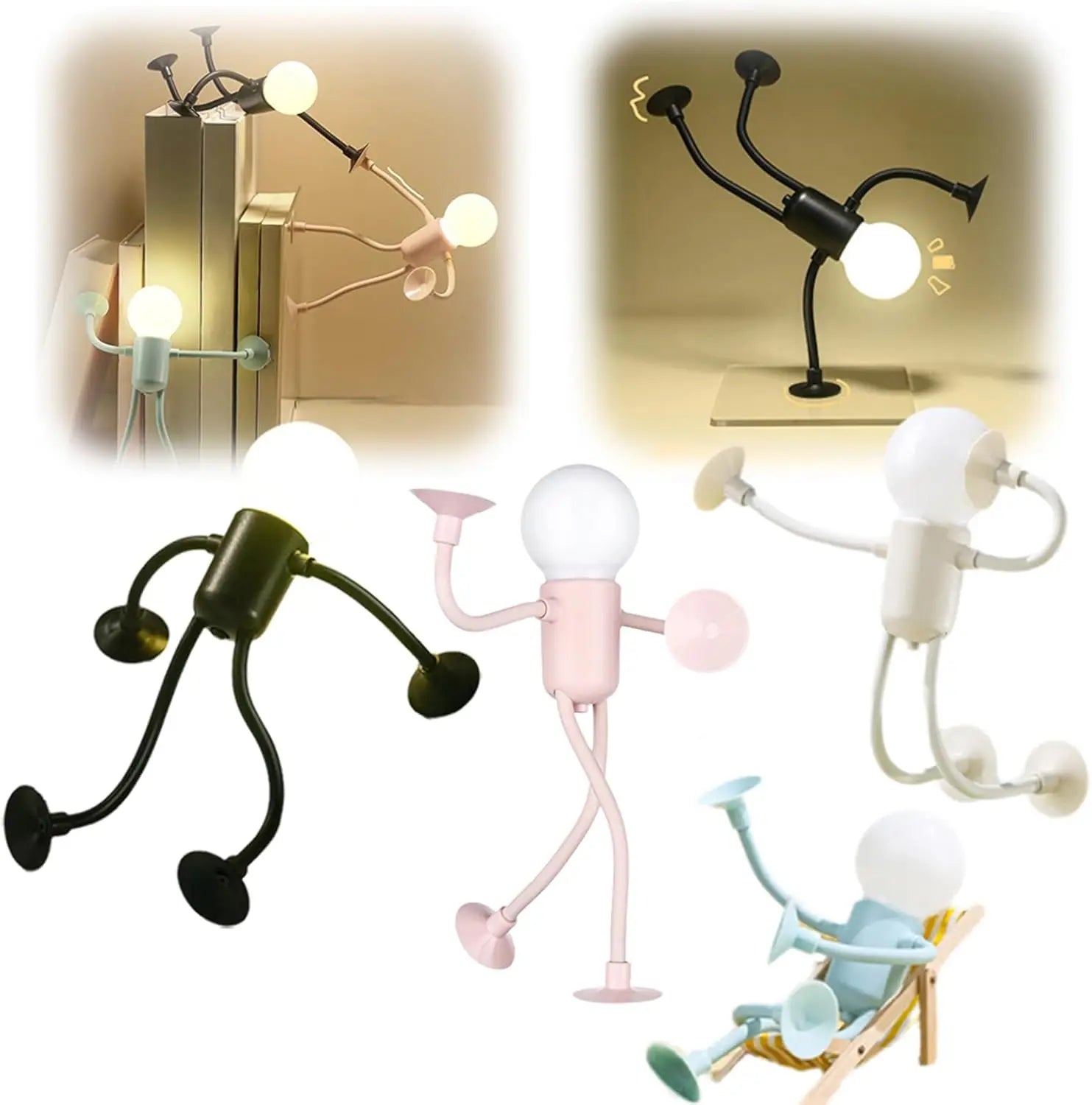 Funny Sportsman Shape-Shifting Night Light – Creative Suction Base Desk Lamp with Button Battery
