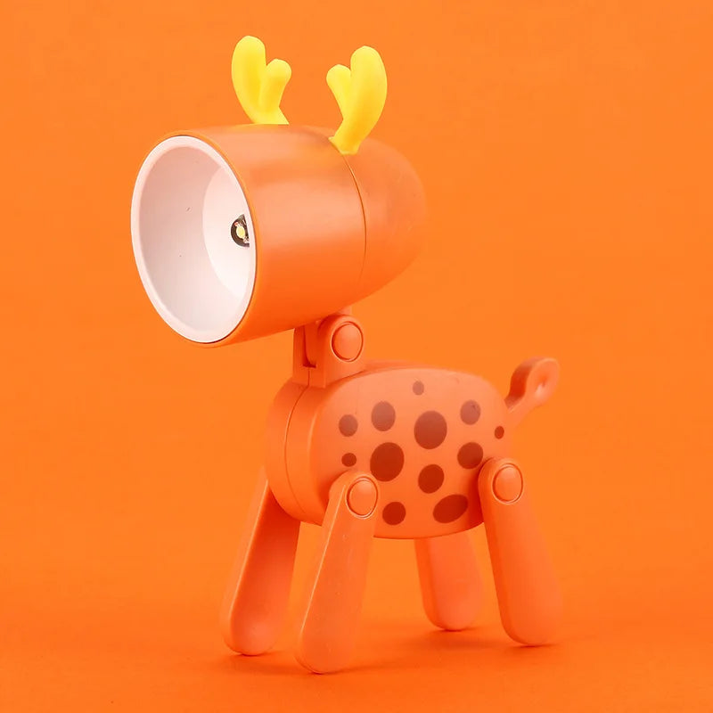 Mini LED Folding Night Light – Cute Dog & Deer Shape Bedside Lamp for Kids' Room & Gift Decor