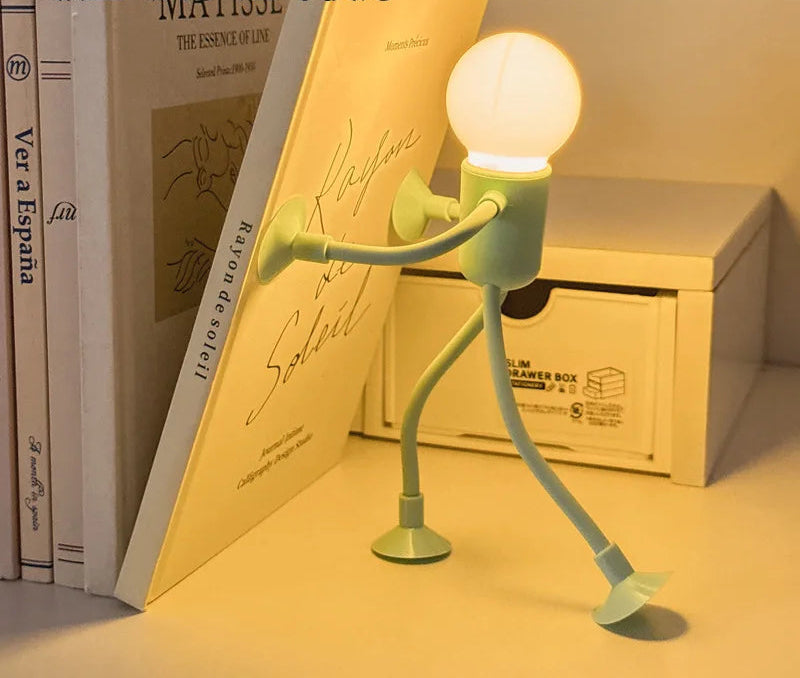 Funny Sportsman Shape-Shifting Night Light – Creative Suction Base Desk Lamp with Button Battery