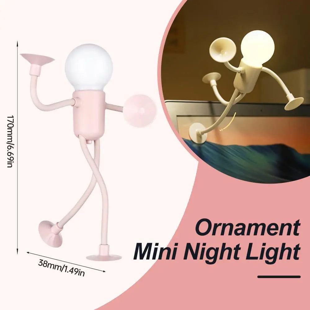 Funny Sportsman Shape-Shifting Night Light – Creative Suction Base Desk Lamp with Button Battery