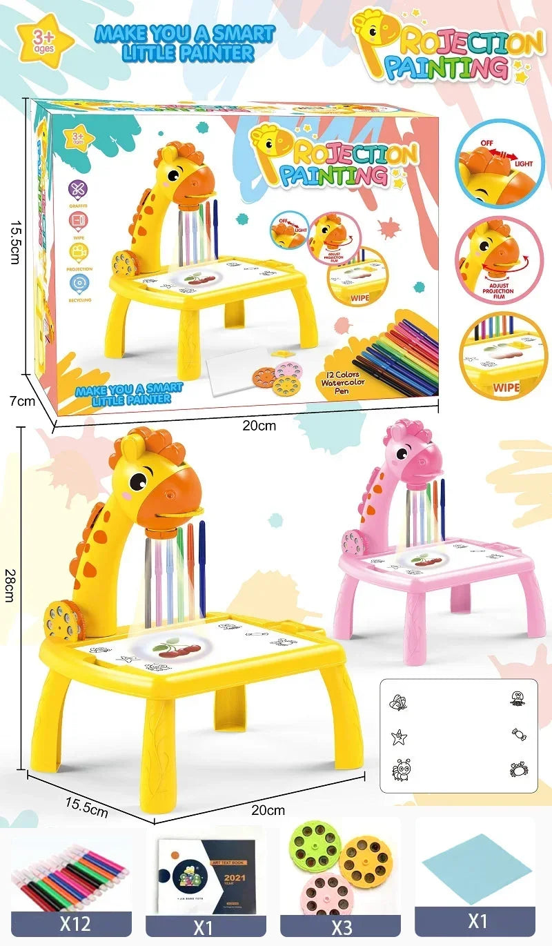 Kids' Creative LED Projector Drawing Table Toy, Multifunctional Educational Board with Rich Painting Set, Perfect Learning Tools