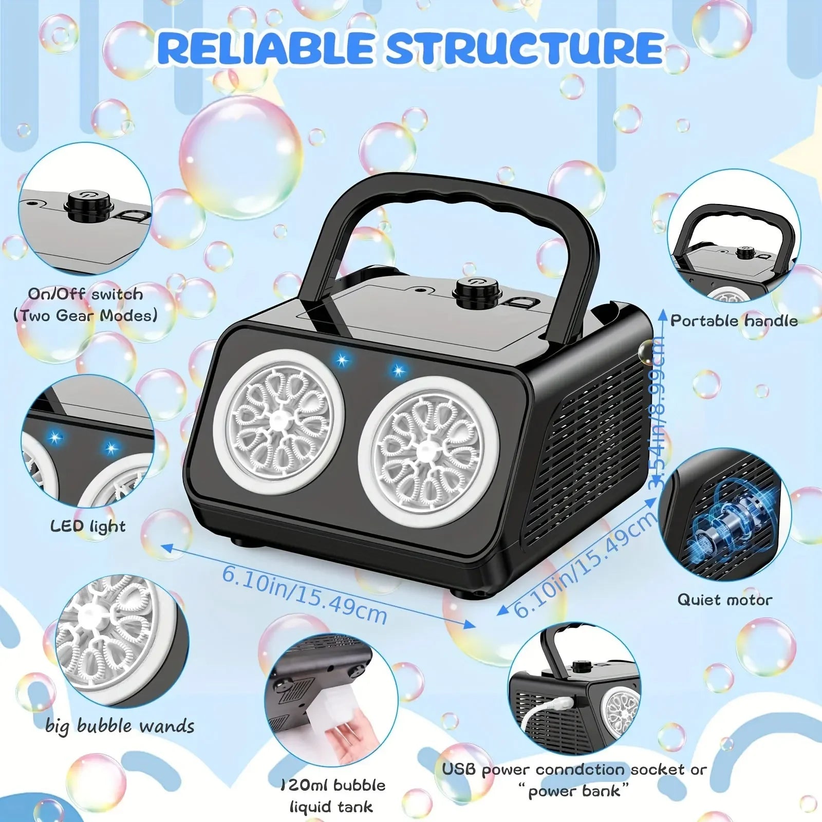 Handheld automatic bubble machine, children's portable bubble machine