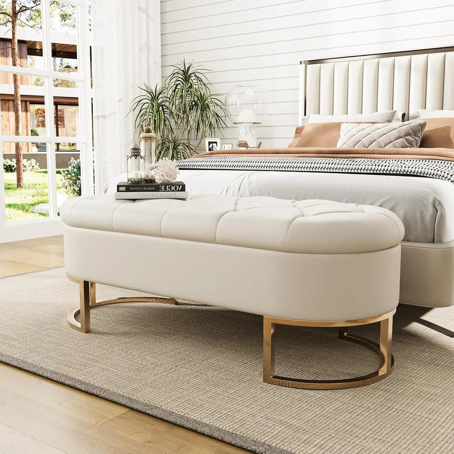 Faux Leather Ottoman Storage Bench