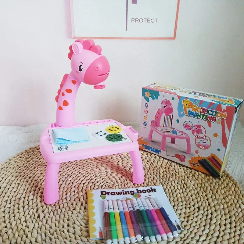 Kids' Creative LED Projector Drawing Table Toy, Multifunctional Educational Board with Rich Painting Set, Perfect Learning Tools