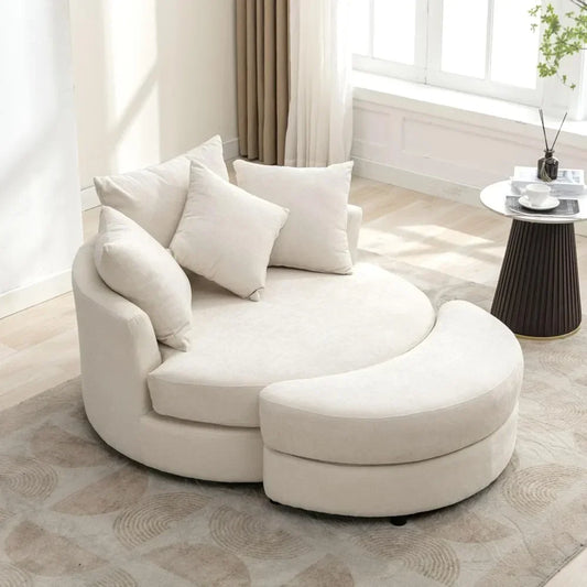 Swivel Book Nook Chair with Storage Ottoman – 360° Cozy Comfort Meets Functional Elegance