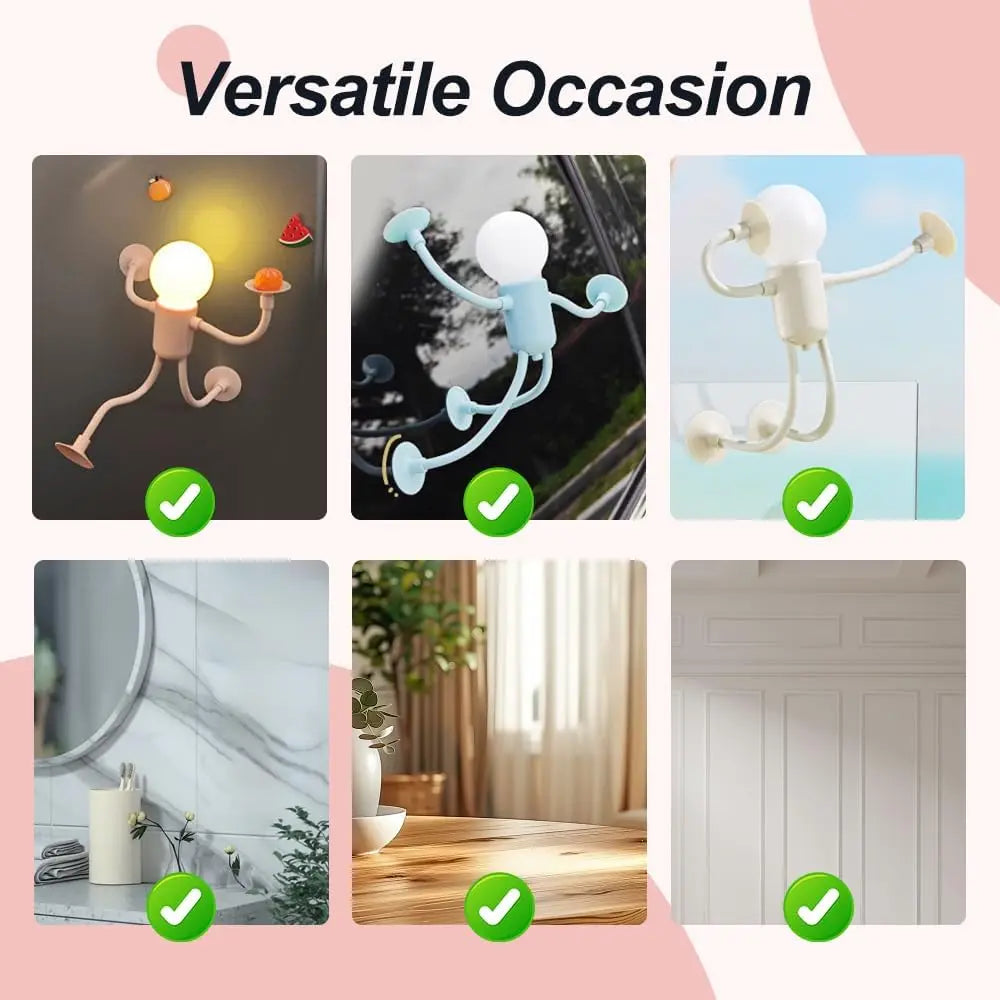 Funny Sportsman Shape-Shifting Night Light – Creative Suction Base Desk Lamp with Button Battery