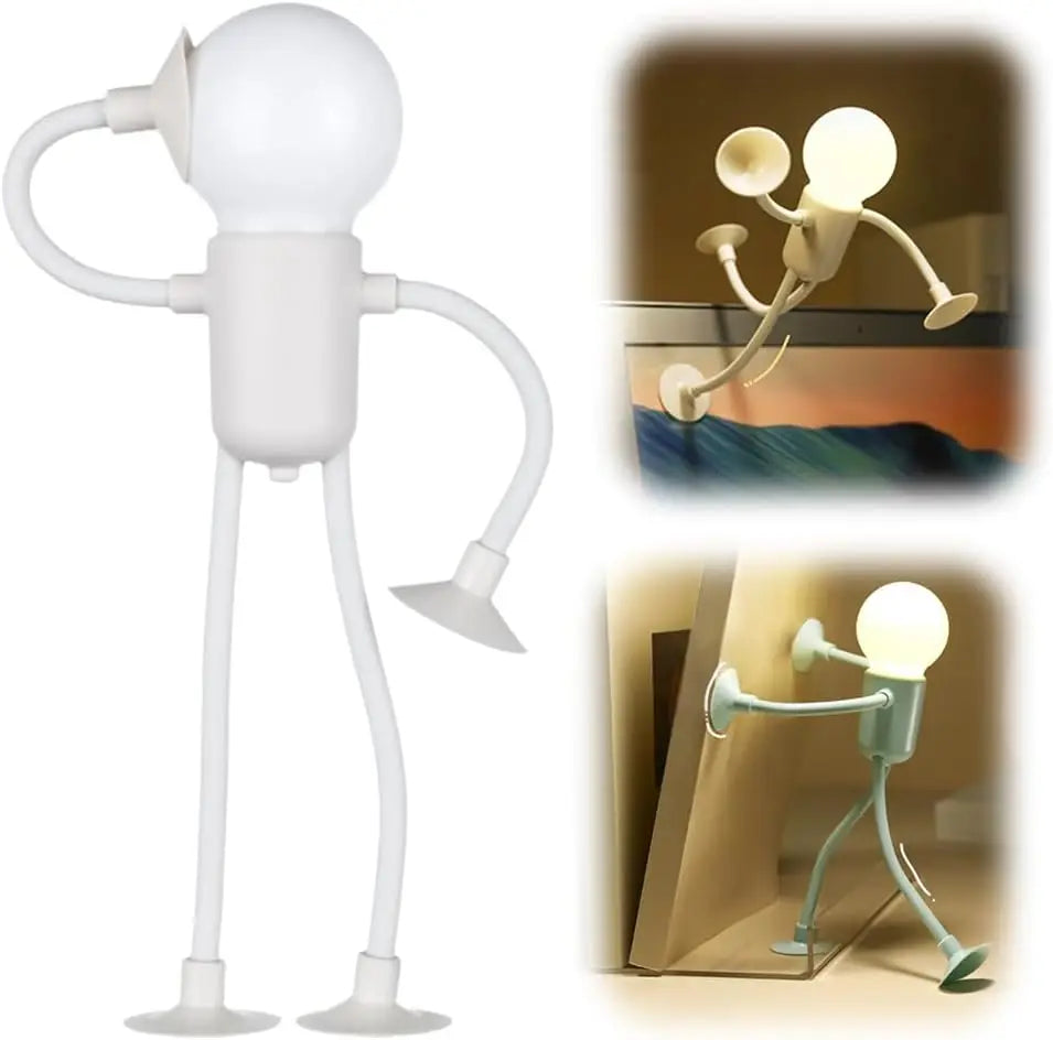 Funny Sportsman Shape-Shifting Night Light – Creative Suction Base Desk Lamp with Button Battery
