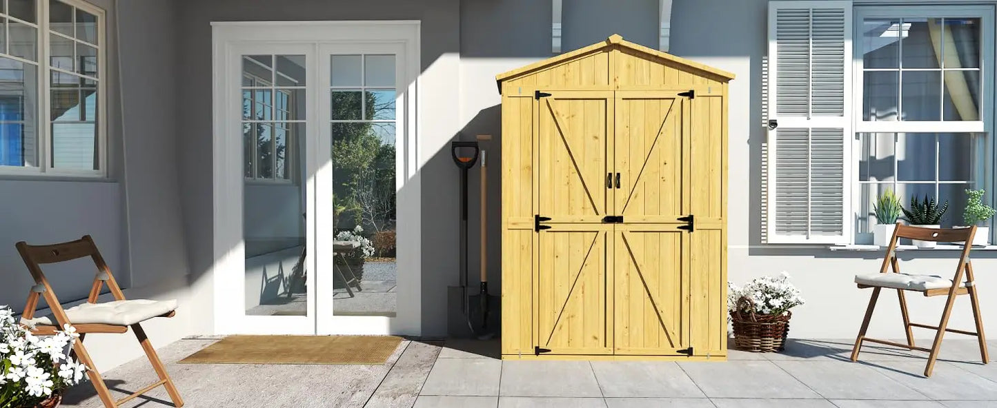 4.6 x 2.3 FT Outdoor Wood Storage Shed with Floor – Waterproof Garden Storage Cabinet