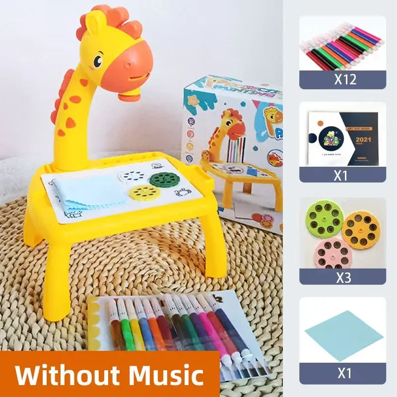 Kids' Creative LED Projector Drawing Table Toy, Multifunctional Educational Board with Rich Painting Set, Perfect Learning Tools