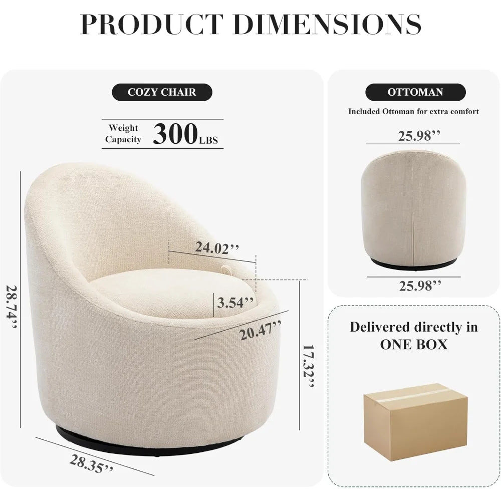 360° Swivel Barrel Accent Chair with Hidden Storage