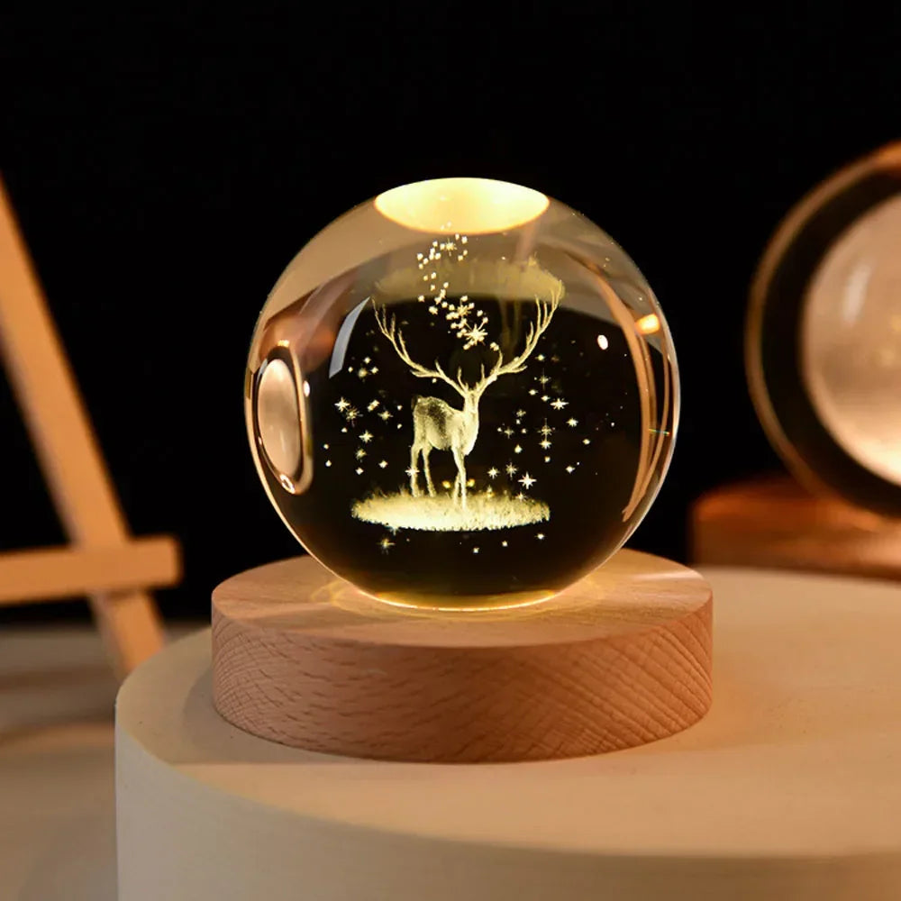 3D Galaxy Crystal Ball Lamp – USB LED Night Light