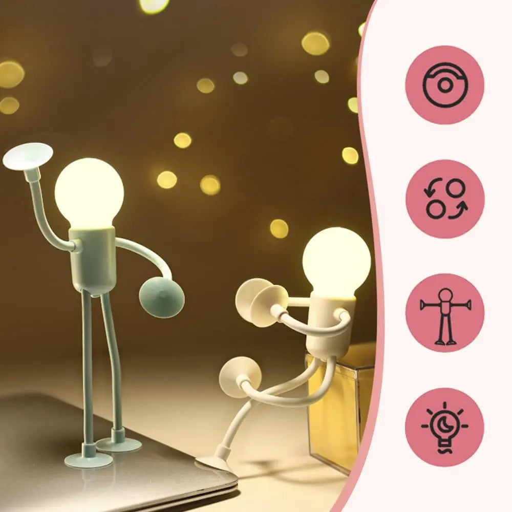 Funny Sportsman Shape-Shifting Night Light – Creative Suction Base Desk Lamp with Button Battery