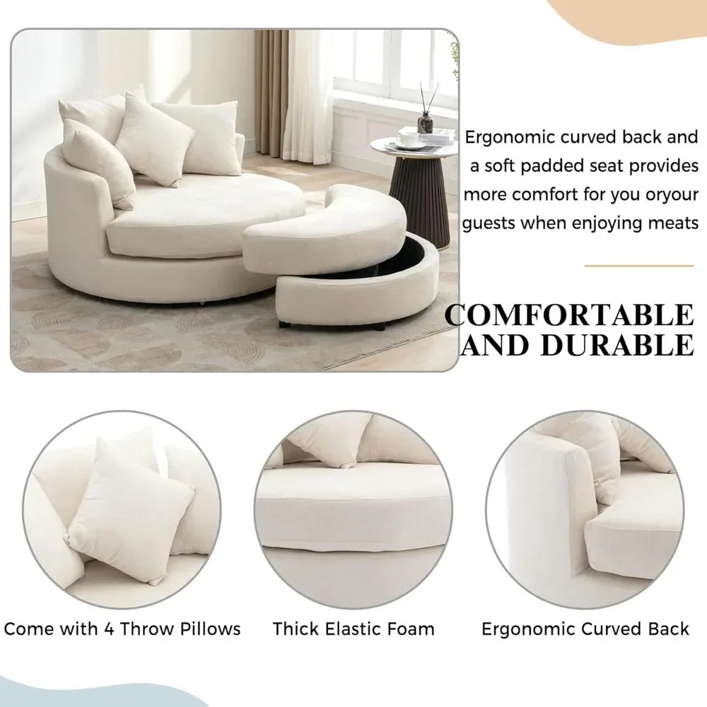 Swivel Book Nook Chair with Storage Ottoman – 360° Cozy Comfort Meets Functional Elegance