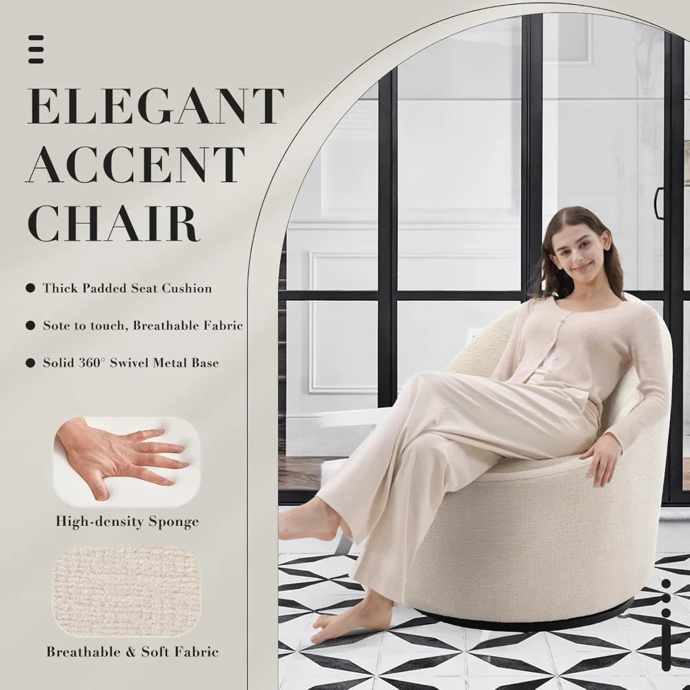 360° Swivel Barrel Accent Chair with Hidden Storage