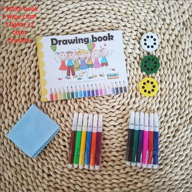 Kids' Creative LED Projector Drawing Table Toy, Multifunctional Educational Board with Rich Painting Set, Perfect Learning Tools