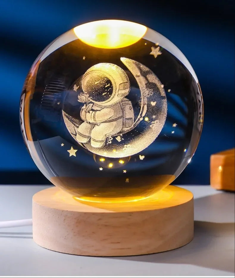3D Galaxy Crystal Ball Lamp – USB LED Night Light