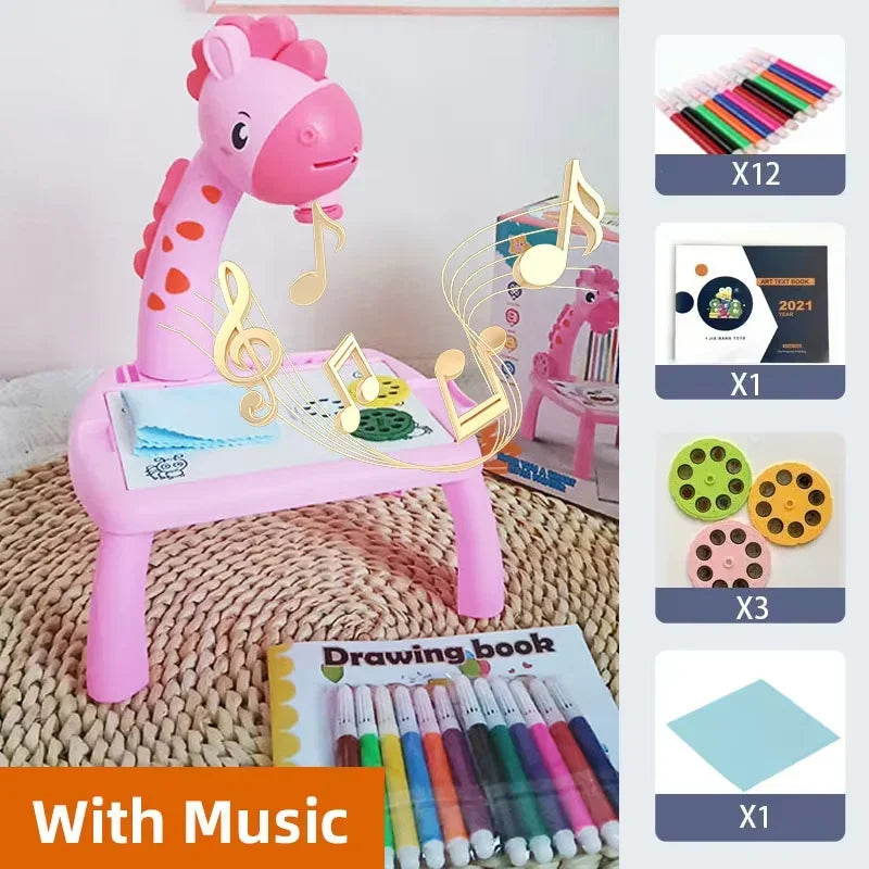Kids' Creative LED Projector Drawing Table Toy, Multifunctional Educational Board with Rich Painting Set, Perfect Learning Tools