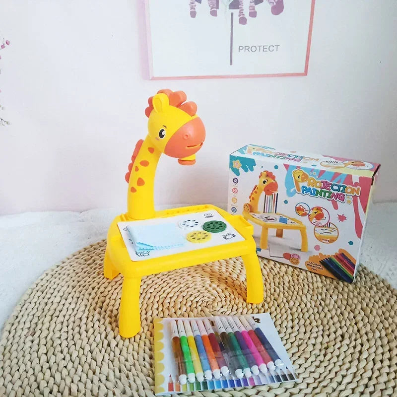 Kids' Creative LED Projector Drawing Table Toy, Multifunctional Educational Board with Rich Painting Set, Perfect Learning Tools
