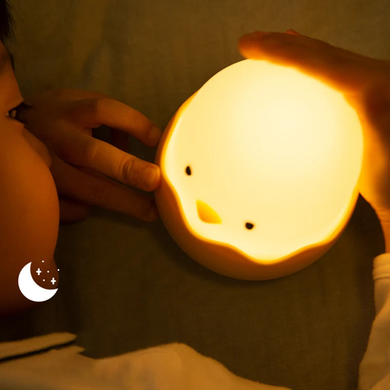 Eggshell Chicken Touch Night Light – Cute Cartoon LED Lamp with Warm Glow & Rechargeable Battery