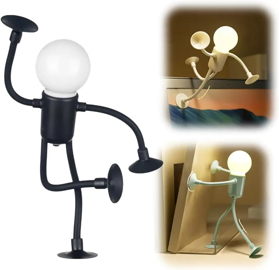 Funny Sportsman Shape-Shifting Night Light – Creative Suction Base Desk Lamp with Button Battery
