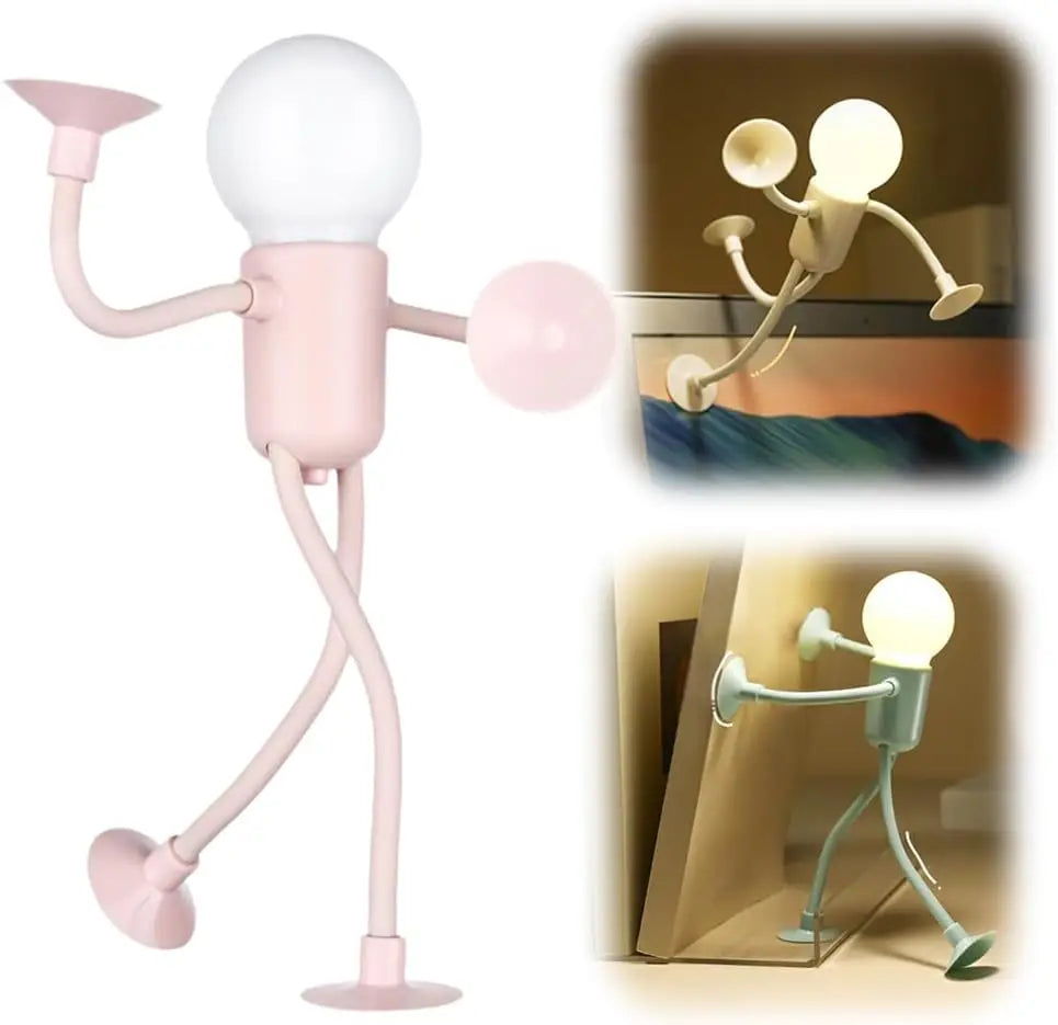 Funny Sportsman Shape-Shifting Night Light – Creative Suction Base Desk Lamp with Button Battery