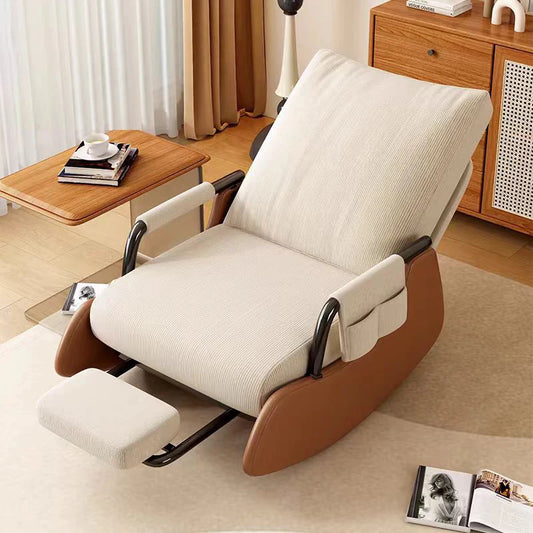 Modern Tech-Fabric Rocking Lounge Chair with Footrest