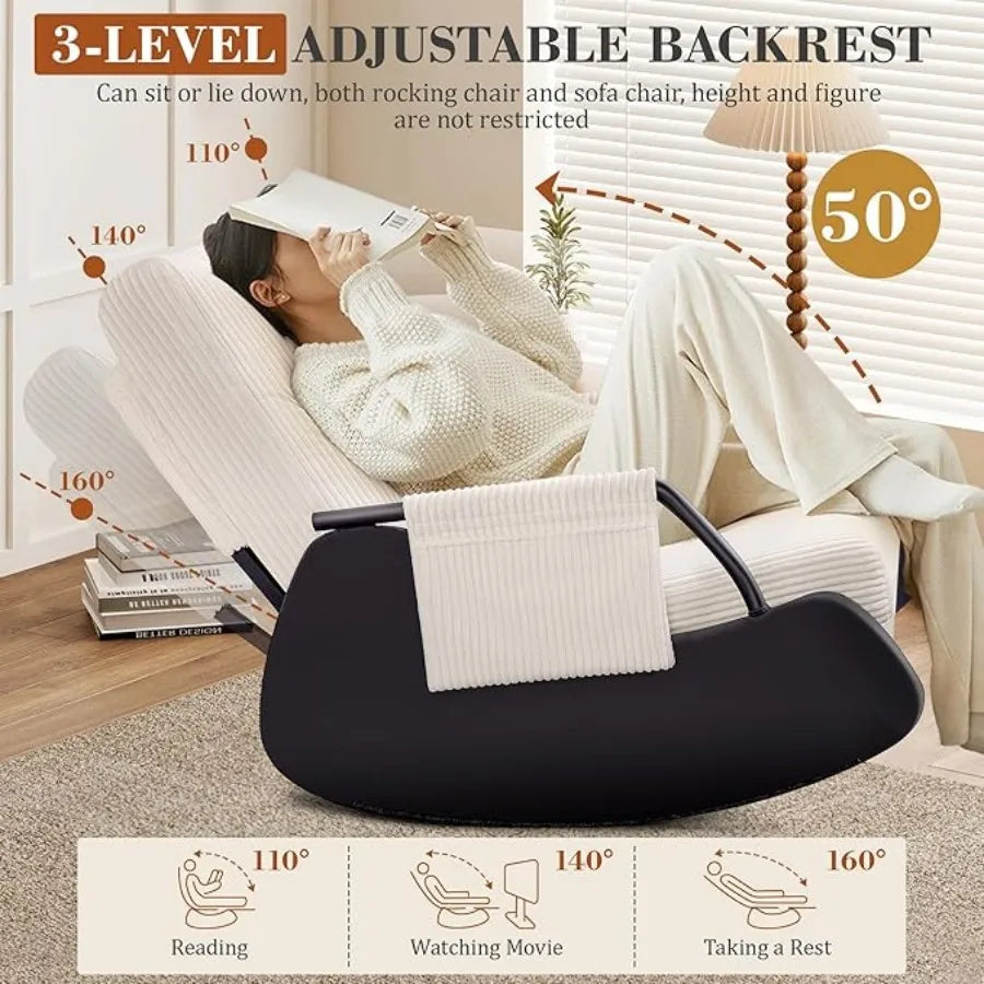 Modern Tech-Fabric Rocking Lounge Chair with Footrest