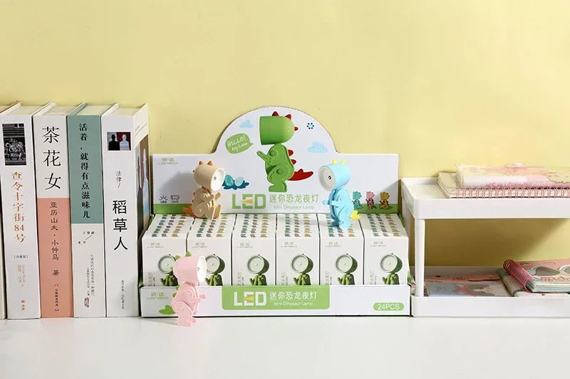 Mini Magnetic Dinosaur Night Light – Folding LED Bedside Lamp & Kids' Room Ornament