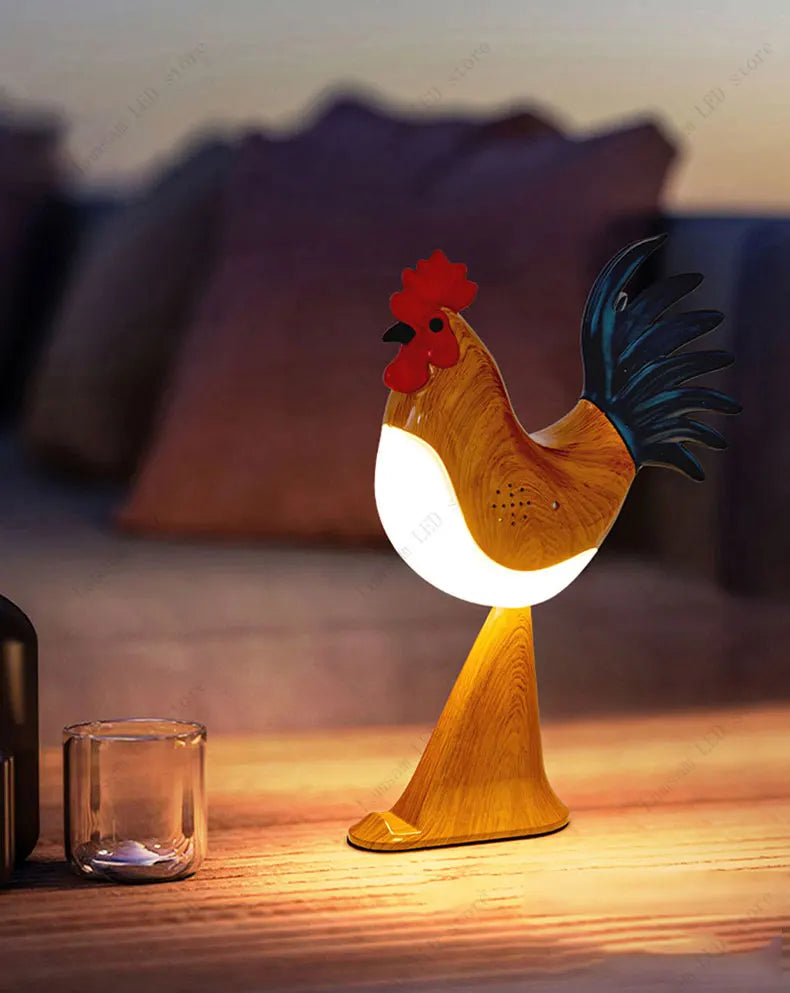 USB Rechargeable LED Rooster Table Lamp – Cordless Decorative Animal Light for Bedroom, Living Room & Hallway