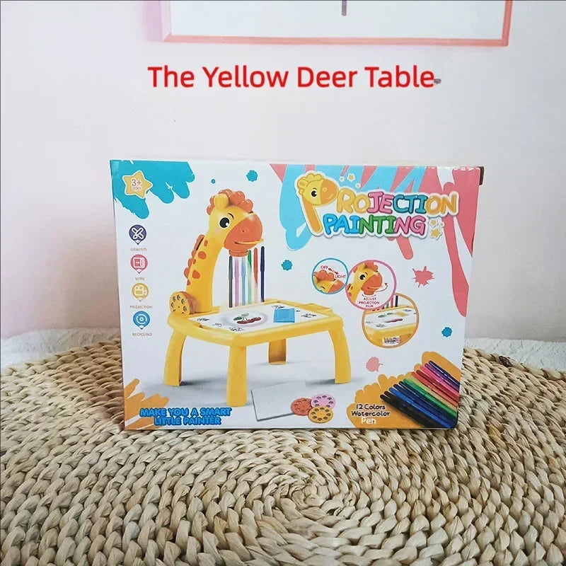 Kids' Creative LED Projector Drawing Table Toy, Multifunctional Educational Board with Rich Painting Set, Perfect Learning Tools